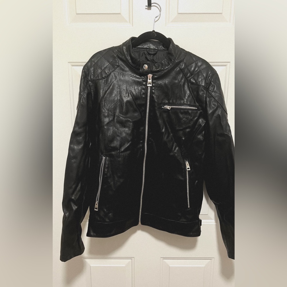 Guess Black Faux Leather Moto Jacket